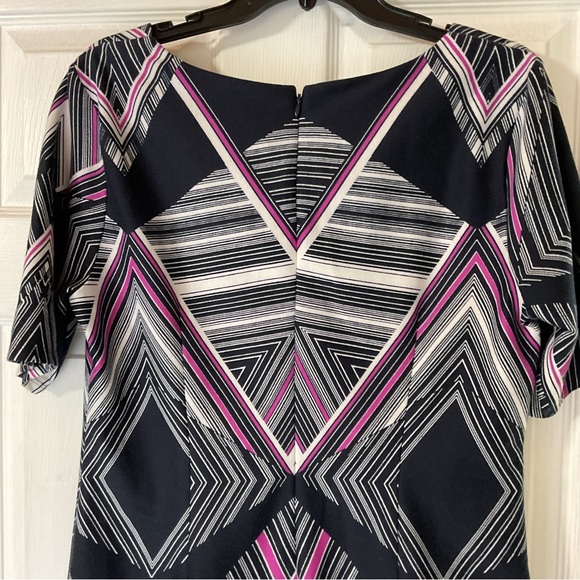 Cato Midi Dress Black White Red Diamond Design Short Sleeve Size 14 - Picture 5 of 16